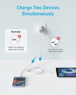 ⁦انكر قابس USB C، شاحن ايفون، شاحن حائط سريع بمنفذين USB 20 واط، كتلة شاحن USB C لايفون 16/16 برو/16 برو ماكس/15/14/13/12، ايباد برو، ايربودز، سامسونج S25/S24 (الكابل غير متضمن)⁩ - الصورة ⁦5⁩