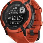 جارمين ساعة ذكية انستينكت 2X تعمل بالطاقة الشمسية - احمر فليم | ساعة ذكية عسكرية بنظام تحديد المواقع مع عمر بطارية غير محدود | مصباح LED مدمج وتطبيق رياضي مدمج | مراقبة الجسم على مدار الساعة طوال أيام