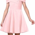 لاكي شي فساتين الاميرة الأنيقة للبنات بكتف مكشوف مطوي وخصر مرتفع وواسع على شكل حرف A، 8-12 سنة