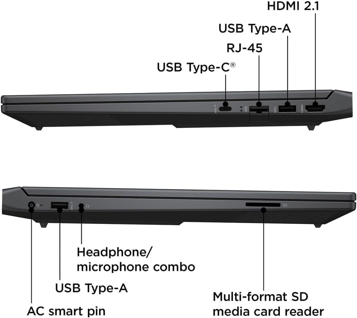 ⁦HP لابتوب العاب فيكتس 15.6 انش 144Hz FHD، AMD رايزن 5 7535HS، 32GB DDR5 RAM، 1TB SSD، AMD راديون RX 6550M، بيتس RTX 2050، كيبورد باضاءة خلفية، ويندوز 11 برو، فضي ميكا⁩ - الصورة ⁦2⁩