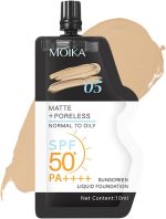 Liquid Foundation, Hydrating Matte Sunscreen Foundation with SPF 50+ Face Makeup Concealer for Normal to Oily (10ml, Natural White 05)