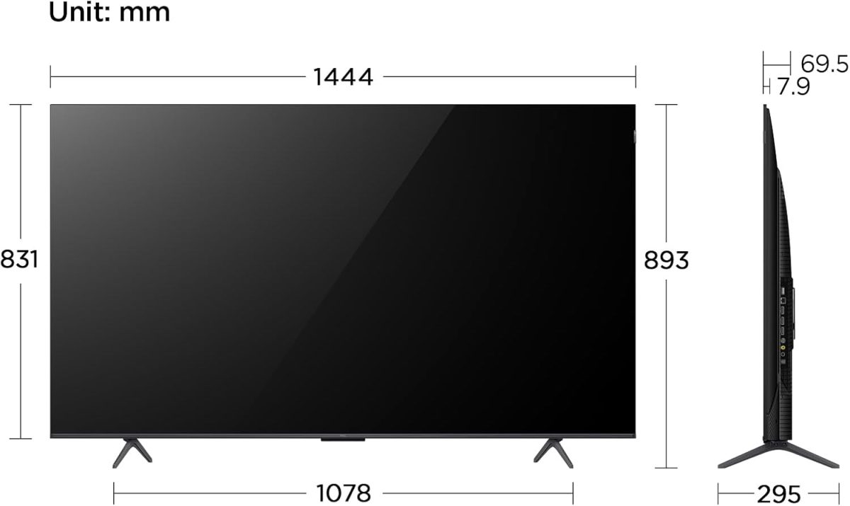 ⁦TCL تلفزيون جوجل سمارت 65 بوصة 4K QLED برو HDR 10+، دولبي فيجن اتموس، 120Hz VRR+120Hz DLG، اونكيو 2.1 قناة، تصميم نحيف وحيد الهيكل - 65C655 (موديل 2024)⁩ - الصورة ⁦3⁩