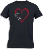 Ay Cabron™ LOVE | حروف الحب مع صورة ظلية قلب حمراء مطلية | عبارة محبة | عيد حب سعيد | نشر كلمة الحب تي شيرت قطني للرجال