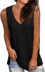 ⁦Womens Tank Tops V Neck Summer Sleeveless Solid Colour Tank Tops Work Casual Shirts Tops Tank Tops⁩ - الصورة ⁦2⁩