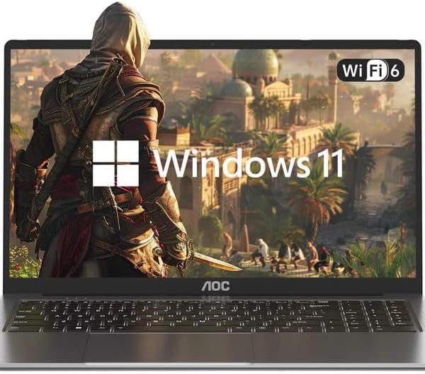 AOC لابتوب 15.6 متعدد الاستخدامات مع معالج انتل N97، ذاكرة DDR4 16GB وSSD 512GB، شاشة FHD 1080P، ويندوز 11، بطارية 5000mAh، تصميم قابل للطي 180 درجة، USB 3.2 نوع C، مثالي للإنتاجية والترفيه.