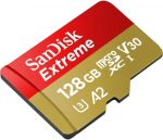 ⁦بطاقة microSD اكستريم UHS-I سعة 128GB من سانديسك، تسجيل فيديو 4K UHD على الجوال وكاميرات الحركة والطائرات بدون طيار، سرعة قراءة وكتابة 90 و190 ميجابايت/ثانية، SDSQXAV 128G GN6MN، احمر/ ذهبي⁩ - الصورة ⁦2⁩