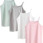 نايتاستي قميص داخلي بحمالات رفيعة من القطن الناعم للفتيات الصغيرات، عبوة من 4 قطع بدون اكمام مع طباعة لطيفة تناسب سن 2-9 سنوات