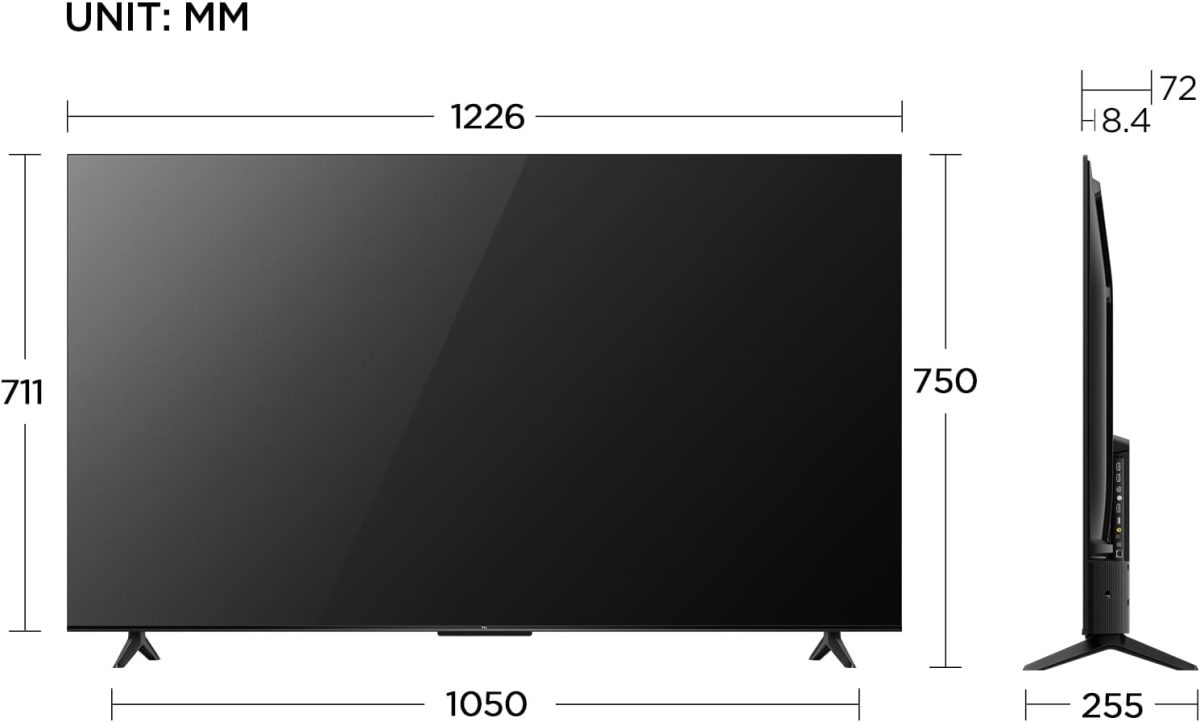 ⁦TCL تلفزيون جوجل الذكي 4K UHD مقاس 55 بوصة، HDR 10، صوت دولبي، تحسين اللون الديناميكي، تصميم معدني بدون حواف (موديل 2024) 55P69B اسود⁩ - الصورة ⁦3⁩