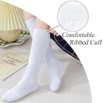 ⁦ChicAbode Girls Knee High Socks for Dress, Fashion Knit Socks, Ribbed School Uniform Socks 3 Pairs Seamless Tube Socks Unisex Kids Socks 8-10 Years Old⁩ - الصورة ⁦2⁩