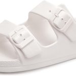 صندل مسطح مريح للنساء من فانكي مونكي بابزيم مزدوج قابل للتعديل مصنوع من مادة ايفا