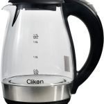 كليك اون غلاية كهربائية لاسلكية بهيكل زجاجي سعة 1.7 لتر مع قاعدة دوارة 360 درجة، تخزين سلك الطاقة، وظيفة القطع التلقائي، حماية من الغليان الجاف، مؤشر LED، 2200 واط، ضمان لمدة عامين، اسود - CK5128