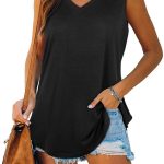 Womens Tank Tops V Neck Summer Sleeveless Solid Colour Tank Tops Work Casual Shirts Tops Tank Tops