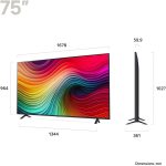 ⁦LG جهاز تحكم عن بعد ذكي نانو سيل نانو 81 بدقة 4K مقاس 75 بوصة بتقنية الذكاء الاصطناعي Hdr10 Webos24 2024 75Nano81T6A. لون اسود⁩ - الصورة ⁦3⁩
