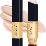 اليفر قلم كريم اساس متغير اللون، كونسيلر متغير اللون مع فرشاة، تغطية كاملة للهالات السوداء والمسام وعلامات حب الشباب والخطوط الدقيقة، مقاوم للماء والعرق، مكياج نود بسهولة (عاجي)