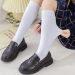 ⁦ChicAbode Girls Knee High Socks for Dress, Fashion Knit Socks, Ribbed School Uniform Socks 3 Pairs Seamless Tube Socks Unisex Kids Socks 8-10 Years Old⁩ - الصورة ⁦6⁩