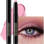 قلم ظلال عيون مقاوم للماء، قلم ظلال عيون كريمي لتفتيح العين، قلم ظلال عيون لامع يدوم طويلا ومقاوم للتجعد، قلم تحديد عيون ناعم عالي الاصطباغ (#5 بينك)