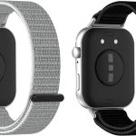 سوار بديل من النايلون من جينهيك لساعة هوا وي ووتش فيت 4 برو/4/3 جيد التهوية، سوار مرن سريع الفك للرجال والنساء (اسود + رمادي وابيض)