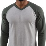 تي شيرت رجالي برقبة على شكل حرف V من ايردينام، تيشيرت كلاسيكي كاجوال من القطن النشط بنمط بيسبول عصري