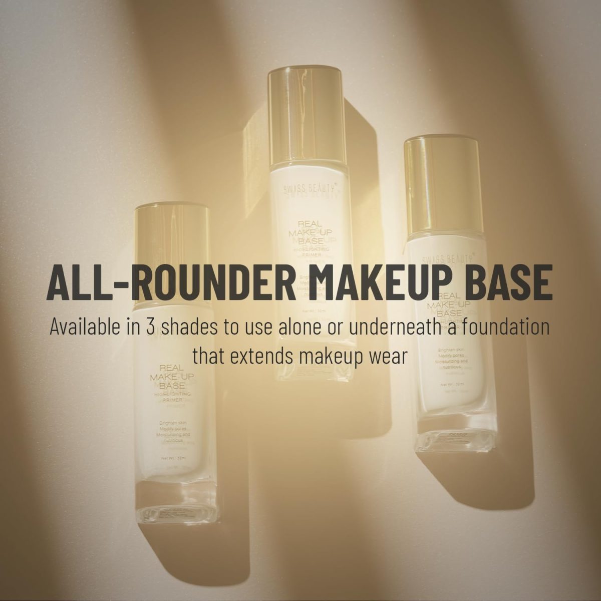⁦SWISS BEAUTY Real MakeUp Base Highlighting Primer, Shade-03, 32ml⁩ - الصورة ⁦5⁩