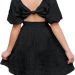 هالو مونينغ فستان صيفي قصير ايه لاين برقبة مربعة واكمام منفوخة للبنات