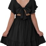 فستان مكشوف الكتفين برباط خلفي للبنات من بليبين، مقاس 4-13 سنة