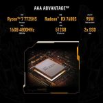 ⁦اسس لابتوب العاب تي يو اف A16 اصدار ادفانتج (2023) FA617NS-N3085W، AMD رايزن 7-7735HS، ذاكرة RAM 16GB، 512GB SSD، 8GB AMD راديون RX 7600S، شاشة 16 انش WUXGA، ويندوز 11 هوم، كيبورد انجليزي/عربي باضاءة⁩ - الصورة ⁦3⁩
