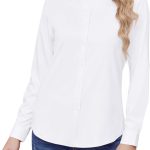 تولوفيك قمصان نسائية خالية من التجاعيد بازرار سفلية واكمام طويلة قابلة للتمدد للعمل والمكتب والعمل الرسمي