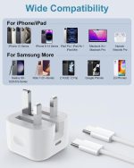 ⁦شاحن سريع من النوع C وUSB-C بقدرة 35 واط مع كيبل USB-C مضفر بطول 1 متر، محول طاقة PD 3.0، شحن عالمي لايفون 15/16 برو ماكس وبلس، ايباد، سامسونج S25/S24 الترا - شحن عالي السرعة وآمن⁩ - الصورة ⁦6⁩