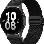 سوار نايلون 20 ملم متوافق مع ساعة هواوي GT2 GT3 42 ملم، سامسونج جالاكسي 7/6/5/4 40 ملم 44 ملم 45 ملم، جارمنز فيفو اكتيف 5، امازفيت GTS 4، سوار ساعة مغناطيسي مضفر قابل للتمدد