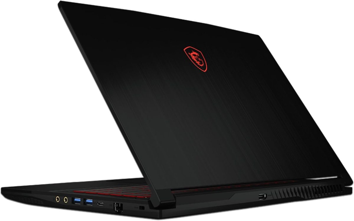 ⁦MSI لابتوب العاب Gf63 رفيع 12Ucx بشاشة 15.6 FHD 144Hz ومعالج انتل كور I5 12450H وذاكرة RAM 8GB وSSD 512GB وانفيديا جيفورس Rtx 2050 4GB وكيبورد انجليزي باضاءة خلفية وويندوز 11 هوم مقاس 48×33×9 سم، اسود⁩ - الصورة ⁦4⁩