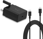 شاحن USB C 65 واط 45 واط، شاحن فائق السرعة متوافق مع سامسونج جالاكسي S24 S23 S22 S21 S20 الترا، S24+ S23+ S22+ S21+، A53، A15، A55، A54، نوت 10+ 20، تاب S7 S8 الترا، محول طاقة مع 1.8 m كابل