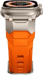 ⁦Mechanical Style Silicone Bands Compatible with Apple Watch Ultra 2/Ultra 49mm, Series 10 46mm/9/8/7(45mm)/SE2/SE/6/5/4(44mm) Sport Rugged Durable Strap with Metal Connector Replacement Band⁩ - الصورة ⁦4⁩