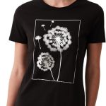 OVS تي شيرت نسائي مطبوع عليه زهور باخ فويل