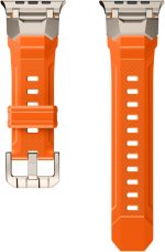 ⁦Mechanical Style Silicone Bands Compatible with Apple Watch Ultra 2/Ultra 49mm, Series 10 46mm/9/8/7(45mm)/SE2/SE/6/5/4(44mm) Sport Rugged Durable Strap with Metal Connector Replacement Band⁩ - الصورة ⁦6⁩