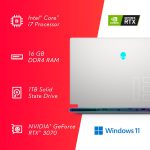 ⁦الينوير لابتوب العاب X15R1، شاشة 15.6 انش FHD (1920x1080) 360Hz 1 مللي ثانية، معالج انتل كور i7-11800H، ذاكرة RAM DDR4 16GB، SSD 1TB، انفيديا جيفورس RTX 3070 DDR6، ويندوز 11 هوم، ضوء القمر⁩ - الصورة ⁦6⁩