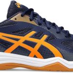 حذاء كرة الطائرة ابكورت 5 للرجال من اسيكس، بيكوت/ شوكينج اورانج، مقاس 41.5، مقاس ضيق