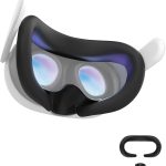 غطاء وسادة وجه من السيليكون من ابيكسينو مع وسادة انف مضادة للتسرب لملحقات سماعات الرأس كويست 3، وسادة وجه في ار تحجب الضوء لسماعات كويست 3 (اسود)