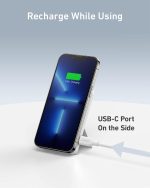 ⁦بطارية Anker المغناطيسية، شاحن محمول لاسلكي قابل للطي 5K مع حامل ومنفذ USB-C (على الجانب)، مخصصة فقط لـ MagSafe وiPhone 15/15 Plus/15 Pro/15 Pro Max وiPhone14/13 Series (اللون الأبيض).⁩ - الصورة ⁦6⁩
