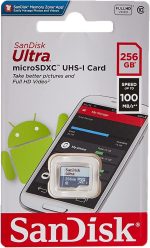 سانديسك بطاقة الترا Microsdxc Uhs 1 سعة 256 جيجابايت 100 ميجابايت/ثانية رمادي -Sdsqunr-256G-Gn3Mn، رمادي