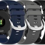 تي تيرسيلي (3 قطع) سوار لساعة جارمين فيفو اكتيف 5/فيفو اكتيف 3/فينو SQ/SQ2/2 بلس، فيفوموف لوكس/فوررنر 55/245/645، 20 ملم من السيليكون المحبب المتقاطع 20 ملم (اسود + رمادي داكن + ازرق داكن)