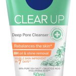 غسول الوجه كلير اب مضاد لحب الشباب لتنظيف المسام بشكل عميق مع ملح البحر وحمض الساليسيليك وحمض الهيالورونيك من نيفيا، 50 مل