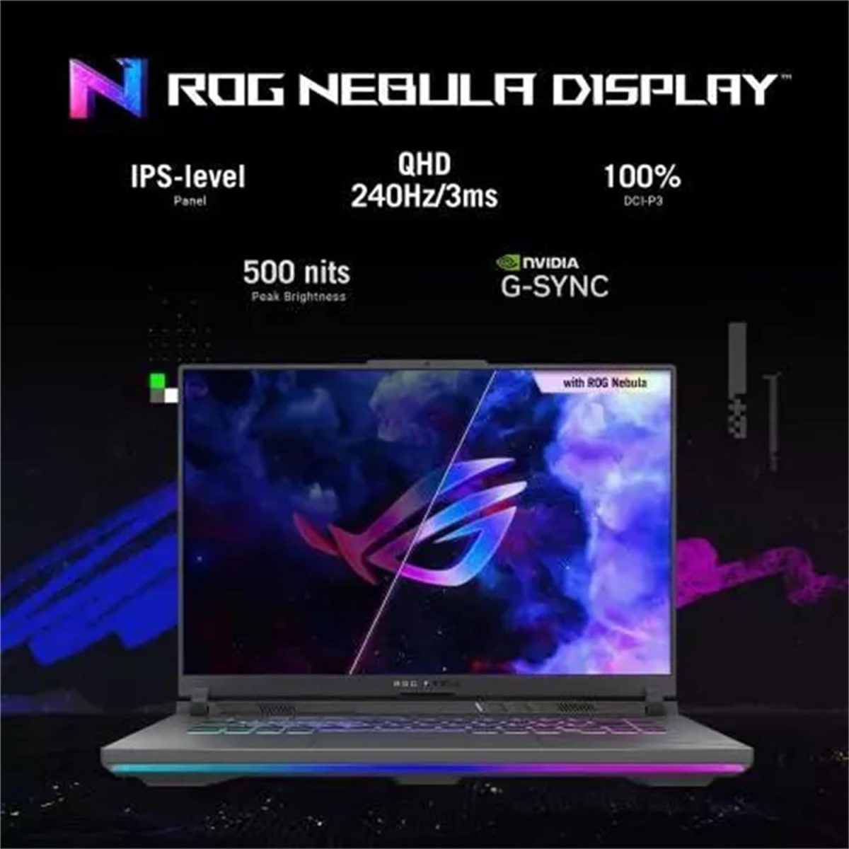 ⁦اسس لابتوب العاب روج ستريكس G16 16 انش 240Hz انتل i9-14900HX(24 نواة)، انفيديا جيفورس RTX 4060، ذاكرة RAM DDR5 64GB، SSD 4TB، واي فاي 6، كيبورد باضاءة خلفية، ويندوز 11 برو⁩ - الصورة ⁦3⁩