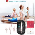 ⁦اكسيفور ساعة ذكية لتتبع اللياقة البدنية مع عداد الخطوات والسعرات الحرارية وساعة توقيت IP68 مع مراقب لمعدل ضربات القلب وتتبع النوم واعدادات خلفية الاكسجين في الدم، سوار ذكي لاندرويد/اي او اس (اسود)⁩ - الصورة ⁦2⁩