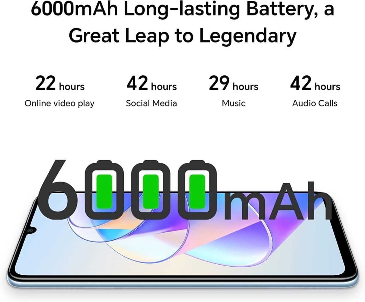 ⁦اونر هاتف X7a ثنائي شرائح الاتصال بذاكرة رام 6 جيجابايت وذاكرة داخلية 128 جيجابايت الجيل الرابع لون اسود ميدنايت - اصدار الامارات العربية المتحدة⁩ - الصورة ⁦7⁩