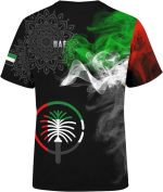⁦تي شيرت رجالي كلاسيكي مطبوع عليه علم الإمارات العربية المتحدة ثلاثي الابعاد برقبة دائرية ضيقة واكمام قصيرة قميص عصري كاجوال للجنسين⁩ - الصورة ⁦2⁩