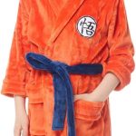 Fehodun Son Goku Costume Anime Cosplay Pyjamas Robes Soft Plush Long Bathrobes Orange Pyjamas Bathrobe for Children
