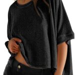 دوكوتو قمصان صيفية 2025 للنساء سادة فضفاضة كبيرة الحجم تي شيرت اساسي