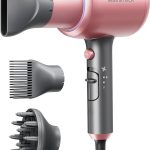 مجفف شعر من ويف توك، مجفف شعر ايوني منفوخ للشعر المجعد مع موزع، مجفف شعر سريع الجفاف 1875 واط بتقنية السيراميك، 3 ملحقات لجميع انواع الشعر، منفاخ خفيف وهادئ، ذهبي وردي