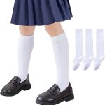 SZYYQ Girls Knee High Socks for Dress, Fashion Knit Socks, Ribbed School Uniform Socks 3 Pairs Seamless Tube Socks Unisex Kids Socks 8-10 Years Old