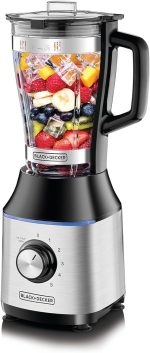 خلاط بلاك+ديكر 700 واط ذو سرعة عالية، مع وعاء زجاجي، بلون اسود/ فضي - BX650G-B5، ضمان لمدة عامين